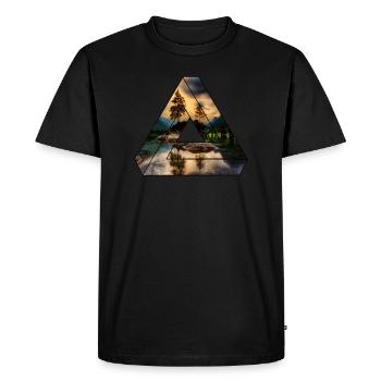 Nature Triangle Forest Lake - Men's Premium Organic T-Shirt - black - Front - Nico (187cm)