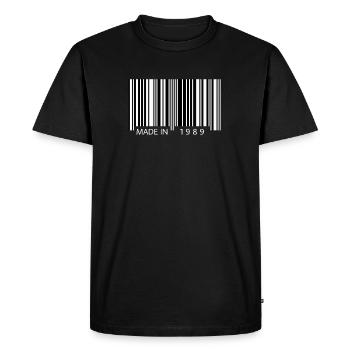 Fabriqué en 1989 Barcode Gift - T-shirt Premium bio Homme - noir - Devant - Nico (187cm)