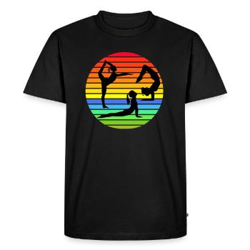 Yoga dancers at retro sunset Namaste - Men's Premium Organic T-Shirt - black - Front - Nico (187cm)
