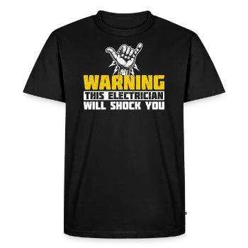 Warning! This electrician will shock you - Men's Premium Organic T-Shirt - black - Front - Nico (187cm)
