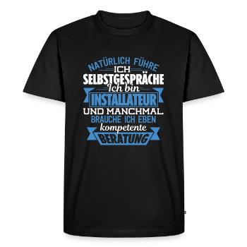INSTALLATEUR - KOMPETENTE BERATUNG - Männer Premium Bio T-Shirt - Schwarz - Vorne - Nico (187cm)