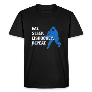 Eat Sleep Hockey sur glace Répéter Sports sur glace Hockey sur glace - T-shirt Premium bio Homme - noir - Devant - Nico (187cm)
