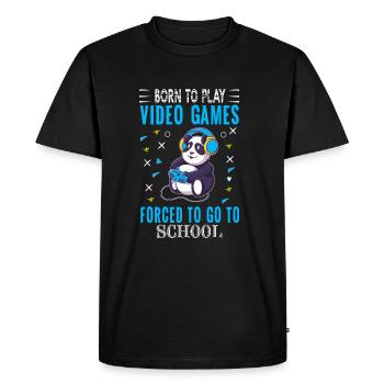 Né, Pour Jouer à des jeux vidéo, Le Forcé - T-shirt Premium bio Homme - noir - Devant - Nico (187cm)