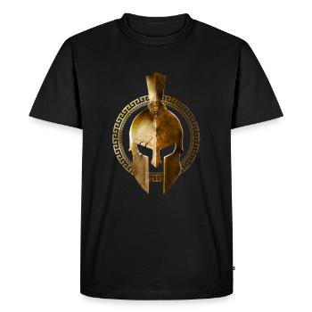 spartan helm gold - Männer Premium Bio T-Shirt - Schwarz - Vorne - Nico (187cm)