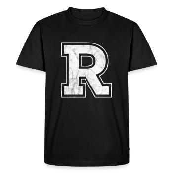 Letter R - Men's Premium Organic T-Shirt - black - Front - Nico (187cm)