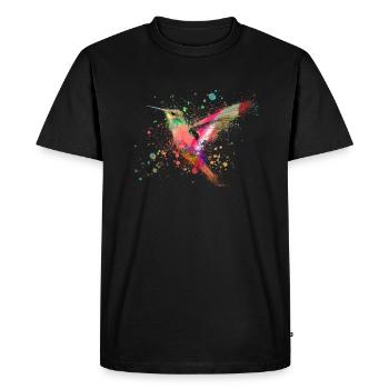 hummingbird, graffiti, painting, watercolor, bird, colorful - Men's Premium Organic T-Shirt - black - Front - Nico (187cm)