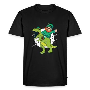Dwarf rides Dino - Men's Premium Organic T-Shirt - black - Front - Nico (187cm)
