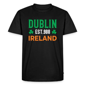 Dublin Île verte Irish Kobold Irlande - T-shirt Premium bio Homme - noir - Devant - Nico (187cm)