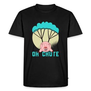 Piglet piglet likes to fly parachute - Men's Premium Organic T-Shirt - black - Front - Nico (187cm)