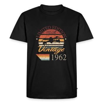 Drone flying Born in 1962 Year of birth Gift - Men's Premium Organic T-Shirt - black - Front - Nico (187cm)