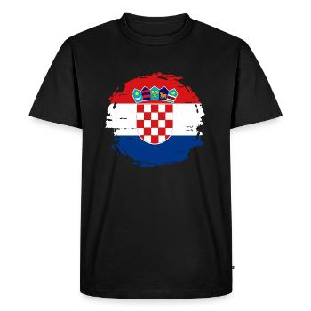 Drapeau de la Croatie Adriatique Zagreb Drapeau croate - T-shirt Premium bio Homme - noir - Devant - Nico (187cm)