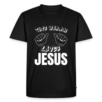 Jésus-Christ Dieu Croix Bible Église Foi Seigneur - T-shirt Premium bio Homme - noir - Devant - Nico (187cm)
