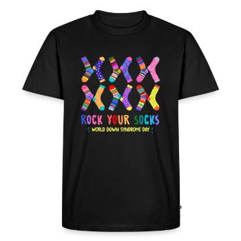 Rock Your Socks World Down Syndrome Awareness Day - T-shirt Premium bio Homme - noir - Devant - Nico (187cm)