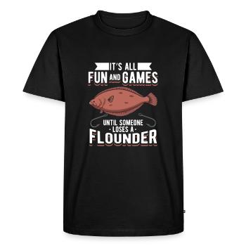 Flounder Fishing Funny Angler Saying - Men's Premium Organic T-Shirt - black - Front - Nico (187cm)
