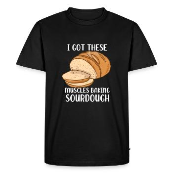 Sourdough Baker Muscles by Baking Bread - Men's Premium Organic T-Shirt - black - Front - Nico (187cm)