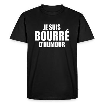 T-Shirt Humour - Je suis bourré d'humour - T-shirt Premium bio Homme - noir - Devant - Nico (187cm)