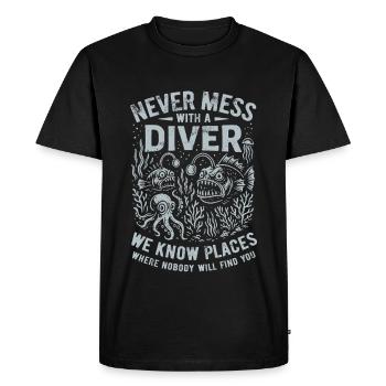 Ne jamais plaisanter avec un plongeur - dire - T-shirt Premium bio Homme - noir - Devant - Nico (187cm)