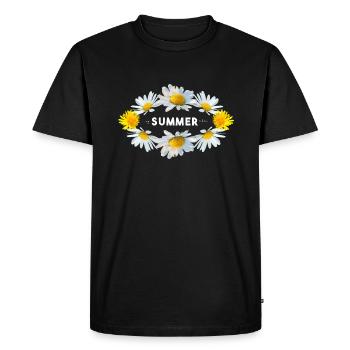 Summer flowers finally summer - Men's Premium Organic T-Shirt - black - Front - Nico (187cm)