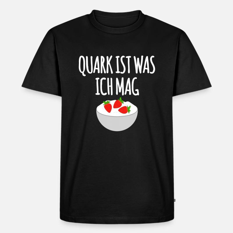 Quark mit Erdbeeren - Männer Premium Bio T-Shirt - Schwarz