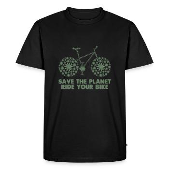 Ride a bike and save your planet - Men's Premium Organic T-Shirt - black - Front - Nico (187cm)