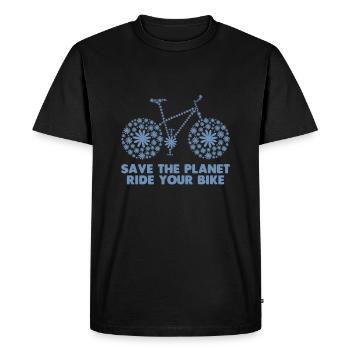 Ride a bike and save your planet - Men's Premium Organic T-Shirt - black - Front - Nico (187cm)