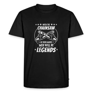 With the chainsaw in their hands, men become - Men's Premium Organic T-Shirt - black - Front - Nico (187cm)