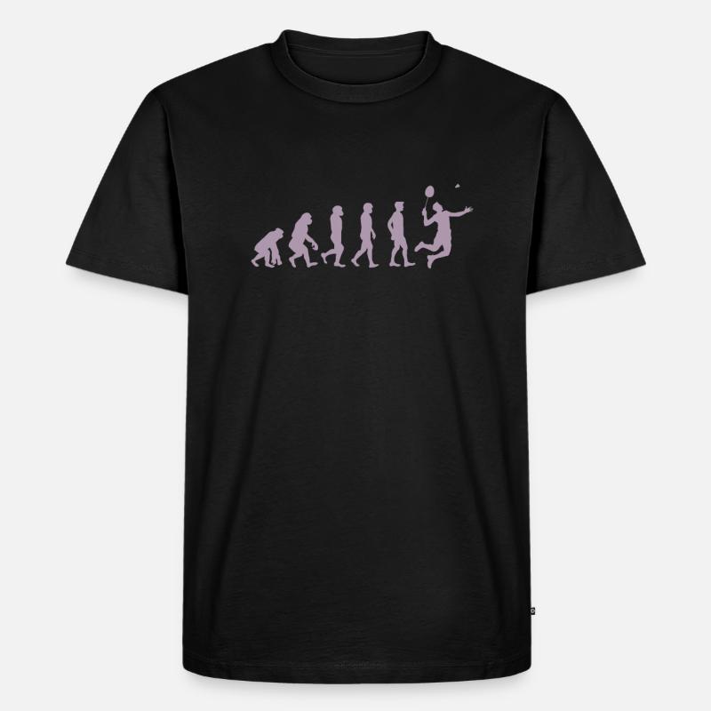 Badminton Evolution Geschenk - Männer Premium Bio T-Shirt - Schwarz