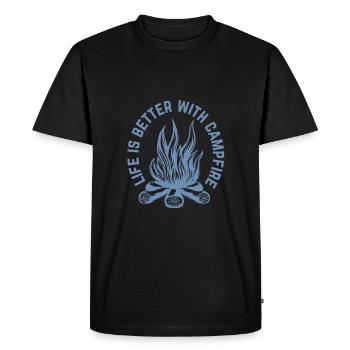 Life is better around the campfire - Men's Premium Organic T-Shirt - black - Front - Nico (187cm)