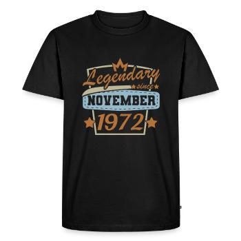 Legendary since November 1972 Retro sayings 50. - Men's Premium Organic T-Shirt - black - Front - Nico (187cm)