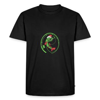 Noël Pêcheur Poisson Truite de brochet - T-shirt Premium bio Homme - noir - Devant - Nico (187cm)