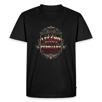 Dicton d’anniversaire de février 1983 - T-shirt Premium bio Homme - noir - Devant - Nico (187cm)