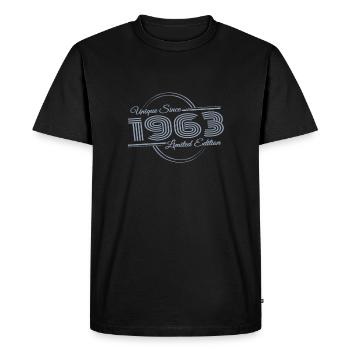 Unique Since 1963 Retro Birthday Vintage - Men's Premium Organic T-Shirt - black - Front - Nico (187cm)