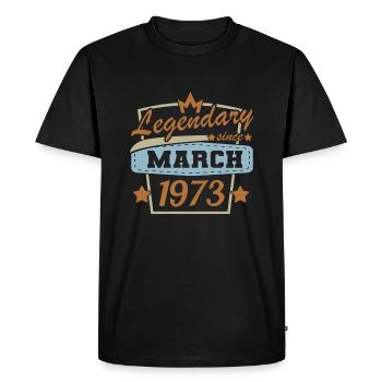 Mars 1973 Anniversaire Rétro Dictons - T-shirt Premium bio Homme - noir - Devant - Nico (187cm)