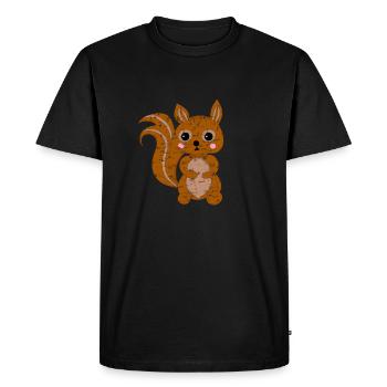 Écureuil Kawaii mignon - T-shirt Premium bio Homme - noir - Devant - Nico (187cm)
