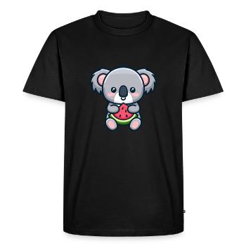 Le koala sucré mange de la pastèque rouge - T-shirt Premium bio Homme - noir - Devant - Nico (187cm)