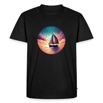 Le voilier navigue dans le sunset grunge - T-shirt Premium bio Homme - noir - Devant - Nico (187cm)