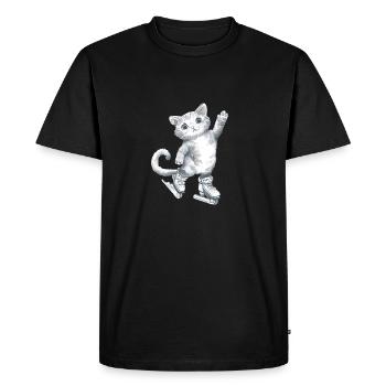 Dessin de chat sur patins - T-shirt Premium bio Homme - noir - Devant - Nico (187cm)