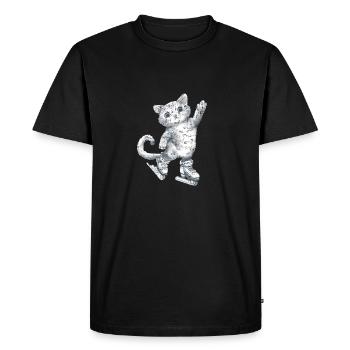 Dessin de chat sur patins - T-shirt Premium bio Homme - noir - Devant - Nico (187cm)