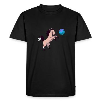 Cheval mignon jouant au volley-ball et au jumping grunge - T-shirt Premium bio Homme - noir - Devant - Nico (187cm)