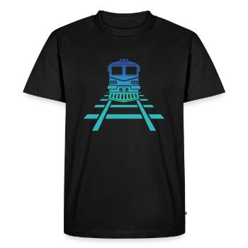 Gare Chemin de fer miniature - T-shirt Premium bio Homme - noir - Devant - Nico (187cm)