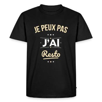 Je peux pas j'ai resto - Cadeau humour - T-shirt Premium bio Homme - noir - Devant - Nico (187cm)
