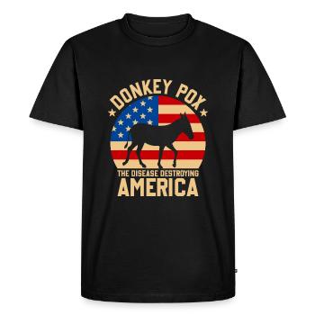 Donkey Pox The Disease Destroying America Funny - Men's Premium Organic T-Shirt - black - Front - Nico (187cm)