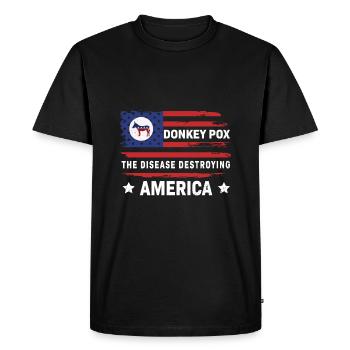 Donkey Pox The Disease Destroying America Funny - Men's Premium Organic T-Shirt - black - Front - Nico (187cm)