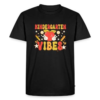 Groovy Hello Kindergarten Vibes Retro Teacher - Men's Premium Organic T-Shirt - black - Front - Nico (187cm)