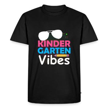 Groovy Hello Kindergarten Vibes Retro Teacher - Men's Premium Organic T-Shirt - black - Front - Nico (187cm)