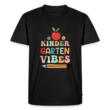 Groovy Hello Kindergarten Vibes Retro Teacher - Men's Premium Organic T-Shirt - black - Front - Nico (187cm)
