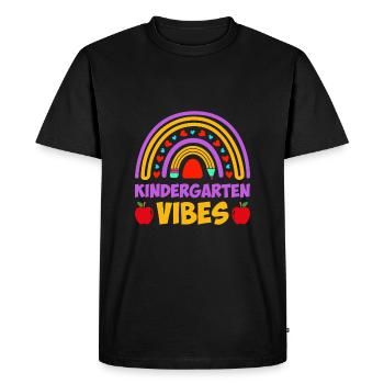 Groovy Hello Kindergarten Vibes Retro Teacher - Men's Premium Organic T-Shirt - black - Front - Nico (187cm)