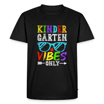 Groovy Hello Kindergarten Vibes Retro Teacher - Men's Premium Organic T-Shirt - black - Front - Nico (187cm)