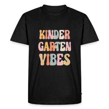Groovy Hello Kindergarten Vibes Retro Teacher - Men's Premium Organic T-Shirt - black - Front - Nico (187cm)