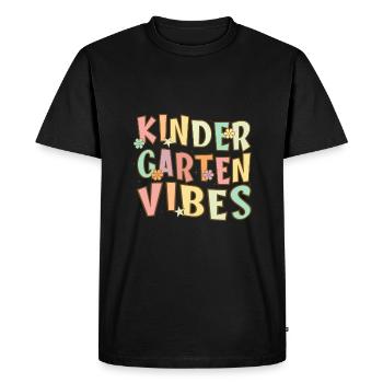 Groovy Hello Kindergarten Vibes Retro Teacher - Men's Premium Organic T-Shirt - black - Front - Nico (187cm)